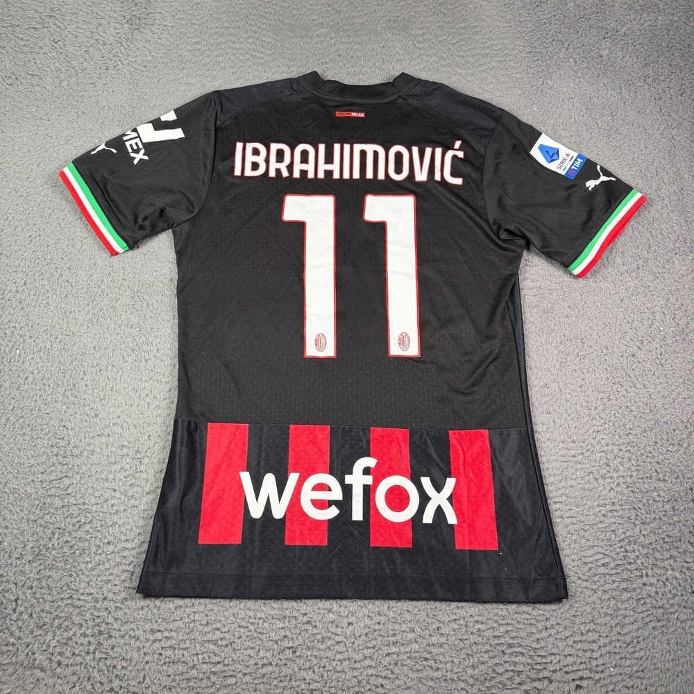 Puma AC Milan Zlatan Ibrahimovic #11 2022/2023 Home Jersey Mens L Black Patches